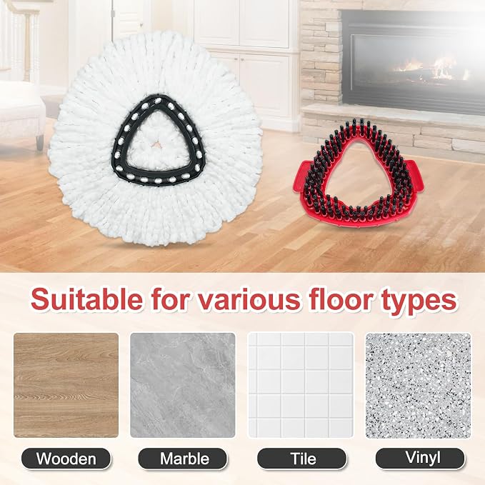 White-5 Mop Heads&2 Scrubber