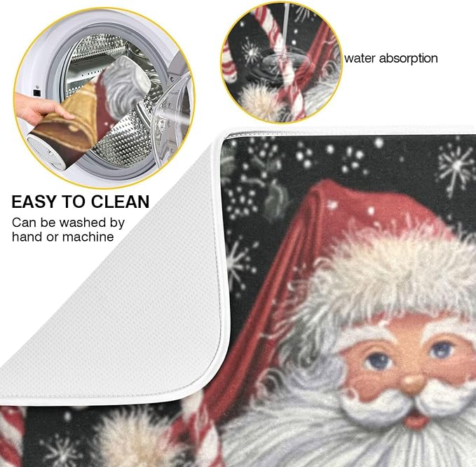 santa claus holding candy canes and bells