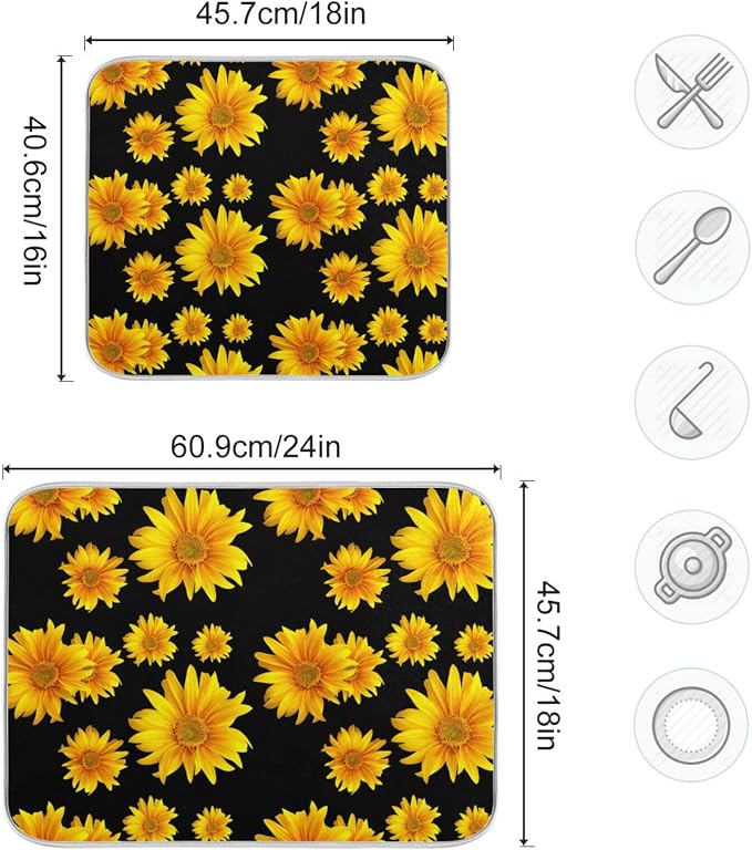 Yellow Sunflower Flowers Black