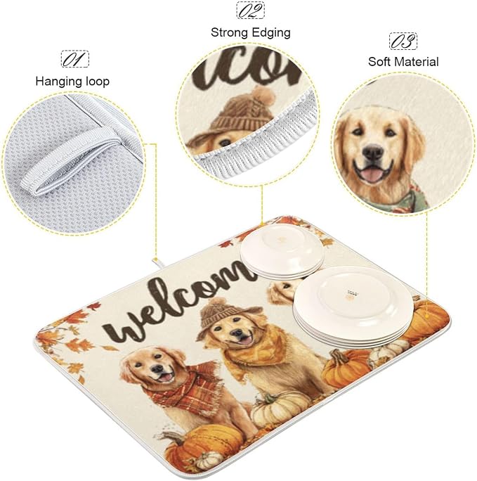 three golden retrievers fall