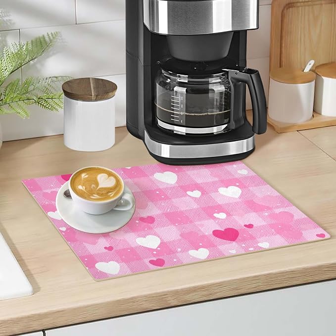 Plaid Checkered Pink White Hearts Dots