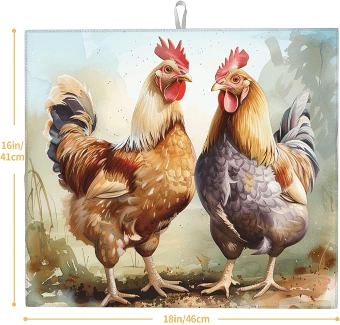 Two Watercolor Roosters