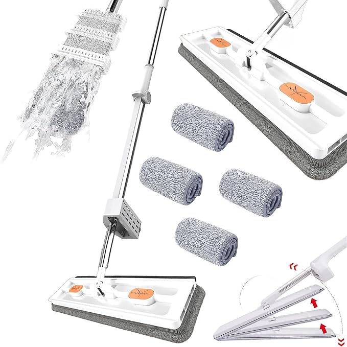 White Mop+4pcs Rag