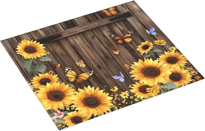 Brown Planks Sunflowers