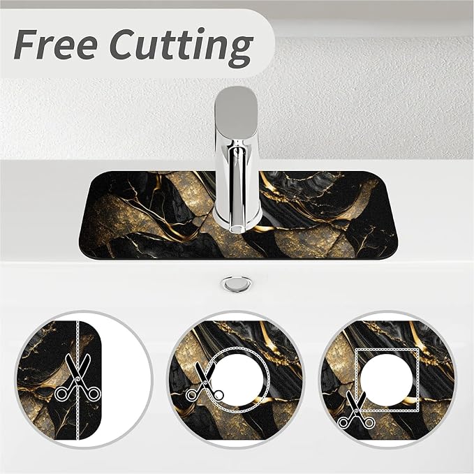 Black and metallic gold marble
