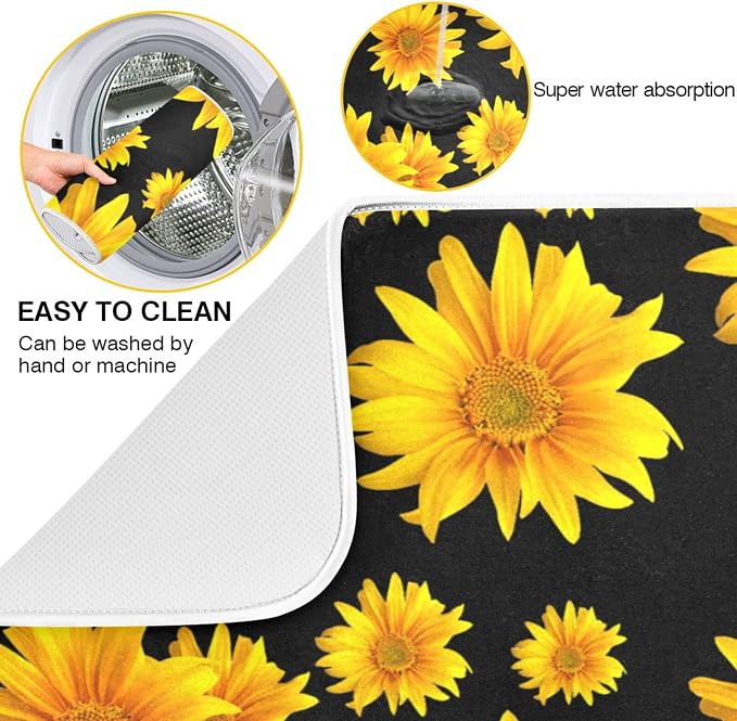 Yellow Sunflower Flowers Black