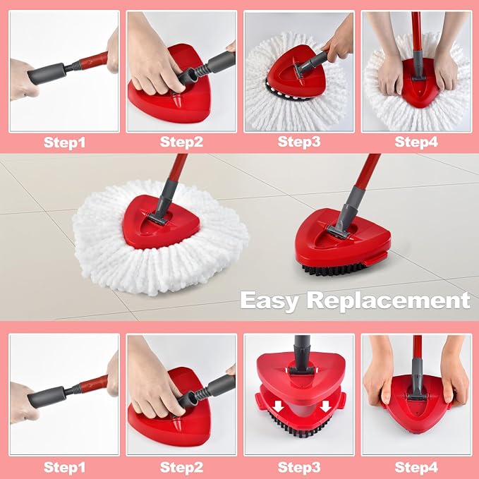 3 White Mop Heads + 1 Set Mop Handle ( 1 Tank )