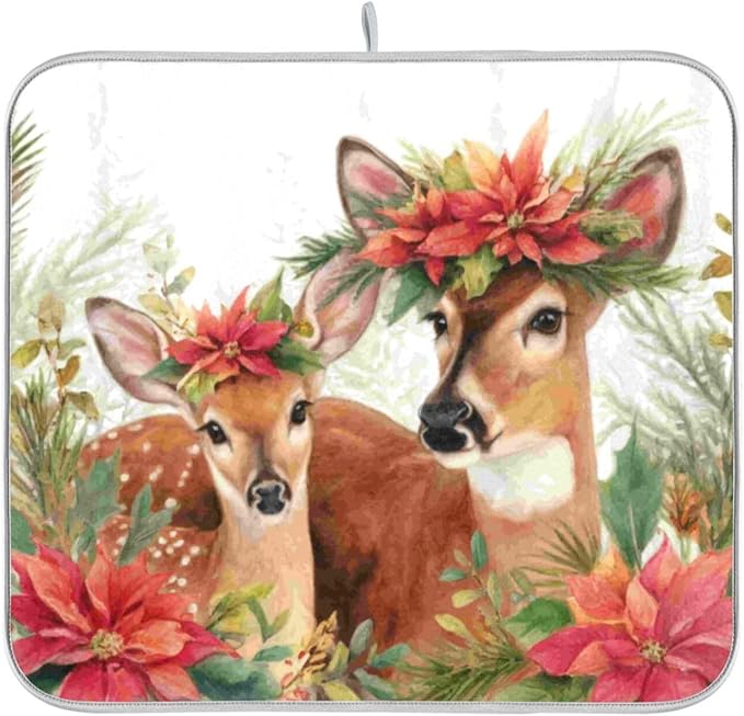 christmas deer poinsettia wreath