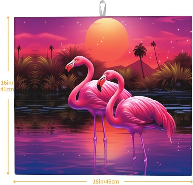 Tropical Plant Pink Flamingo Pair