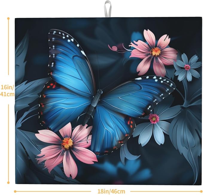Blue Butterfly Pink Flowers