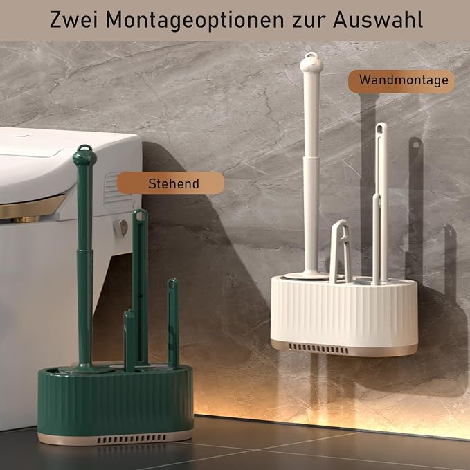 4 in 1 Toilet Brush and Holder Set （dark Green ）