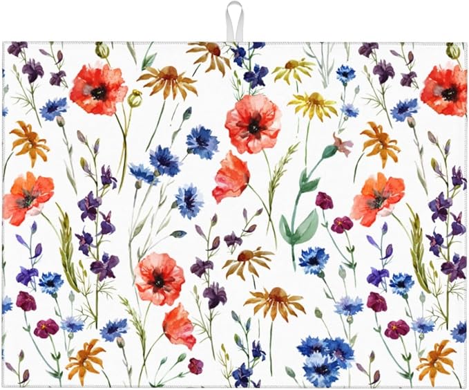Wildflowers Watercolor Poppy Cornflower
