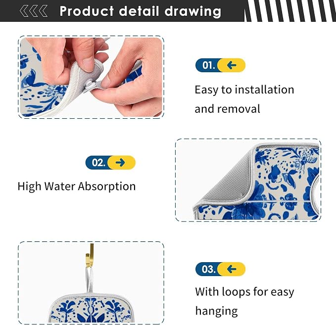 Floral Blue and White Tile