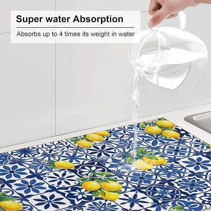 Blue White Tile Lemon