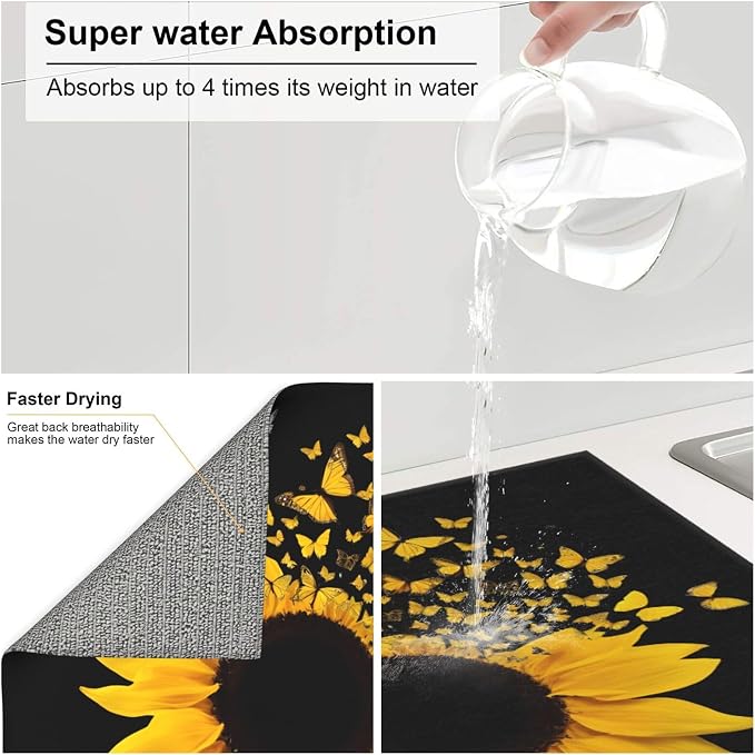 Yellow Sunflower Butterfly Floral