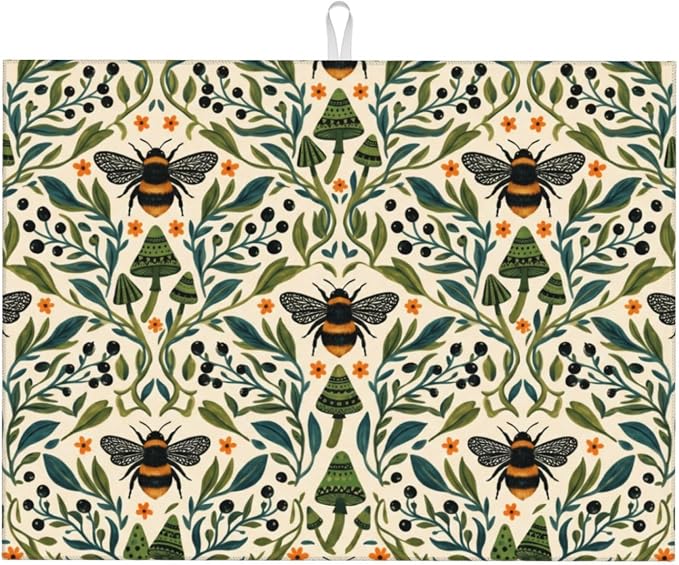 Vintage Bee Mushroom