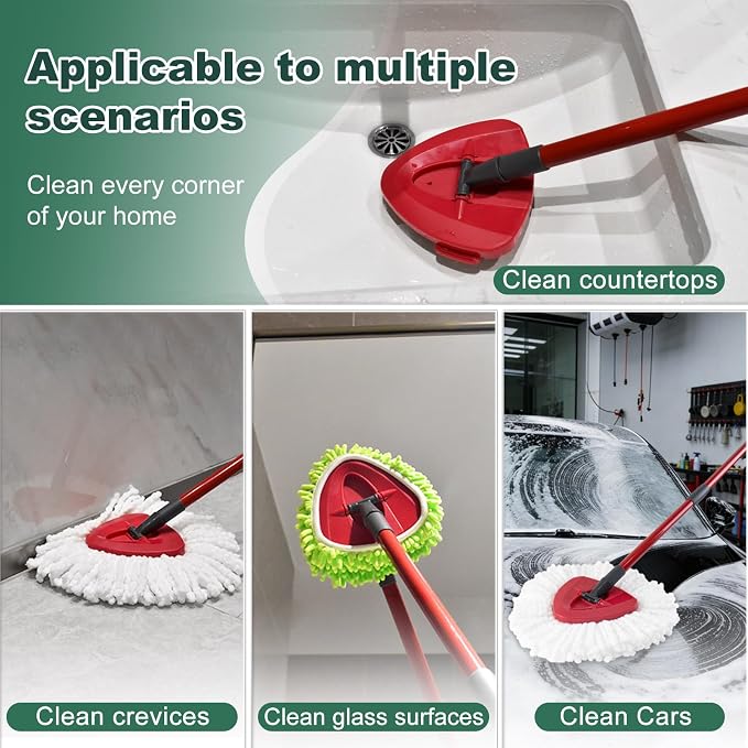 4 White&green Mop Heads&1 Scrubber Mop Head&1 Mop Base