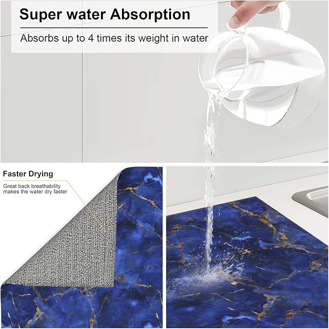 Deep Blue Gold Marble