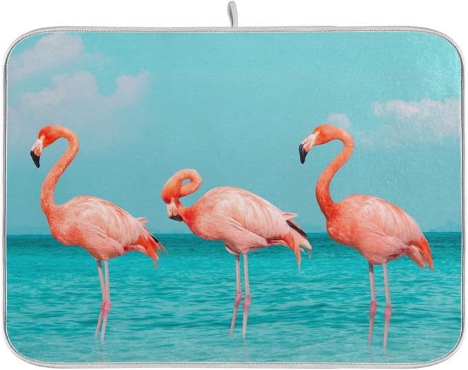 Blue Beach Flamingos