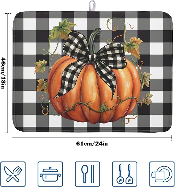 Fall Pumpkin-Black White Buffalo Check