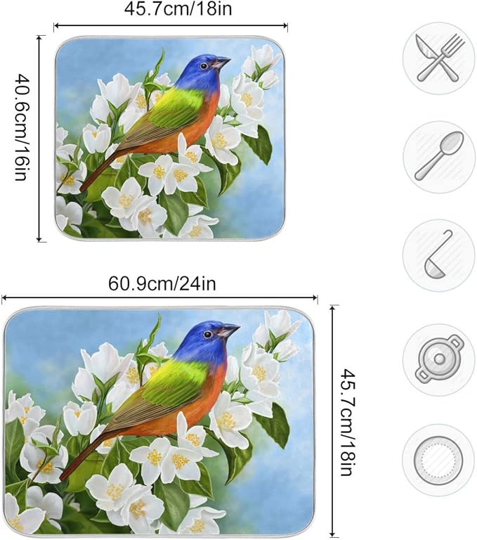 Peach Blossom Blue Hummingbird