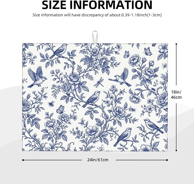 Blue White Floral Bird