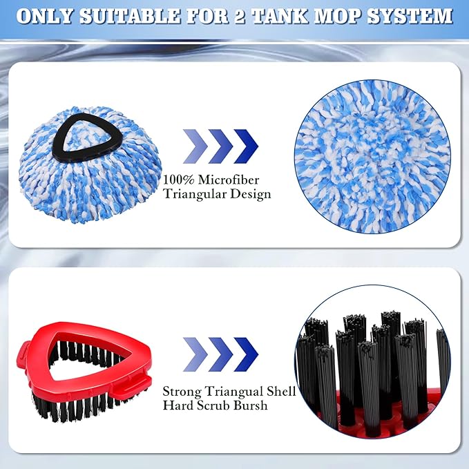 4 Blue Mop Heads+1 Brush+1 Base