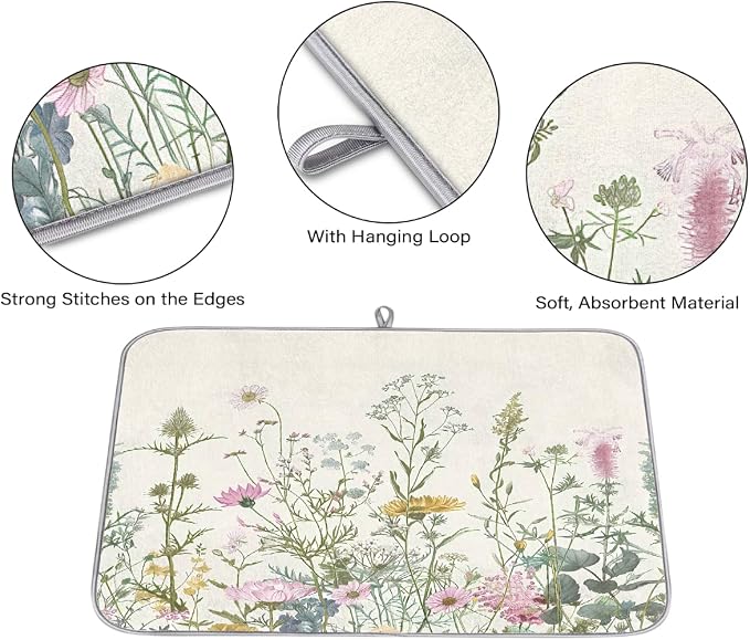 Retro Wildflower Floral Leaves