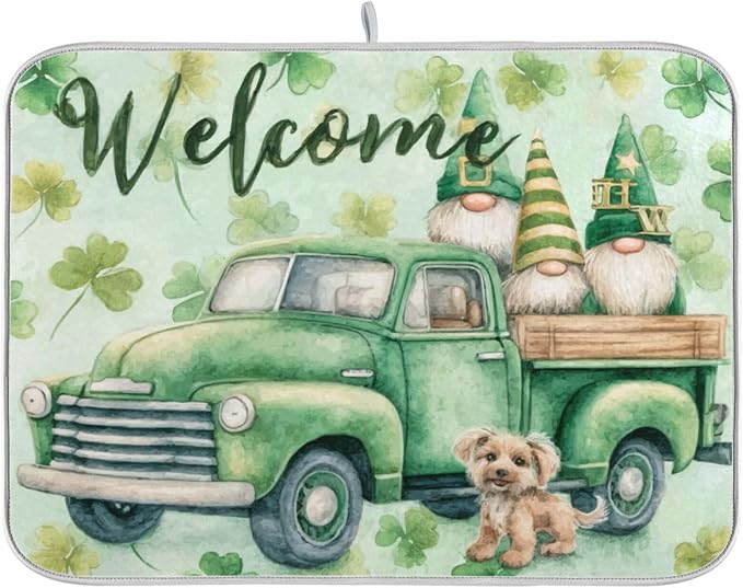 truck with gnomes and dog