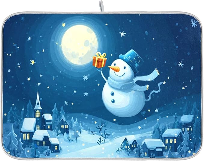 snowman holding a gift
