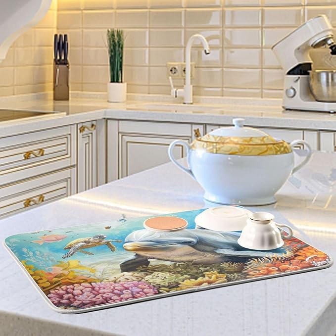 Dolphins Ocean Wave Sun Beige
