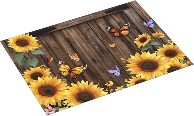 Brown Planks Sunflowers