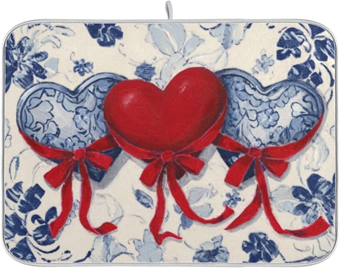 three hearts red ribbons