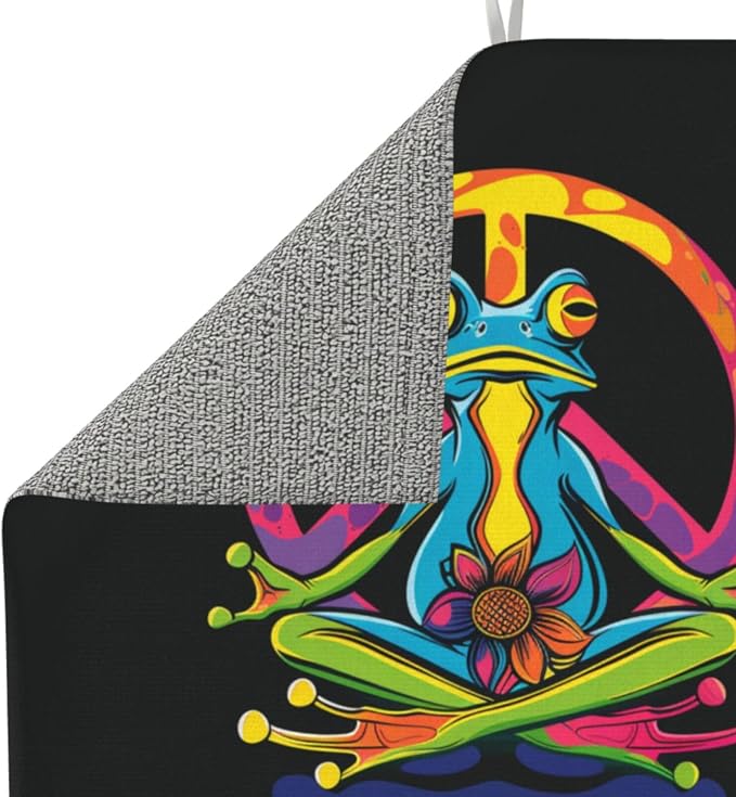 Colorful Meditating Frog Peace Sign