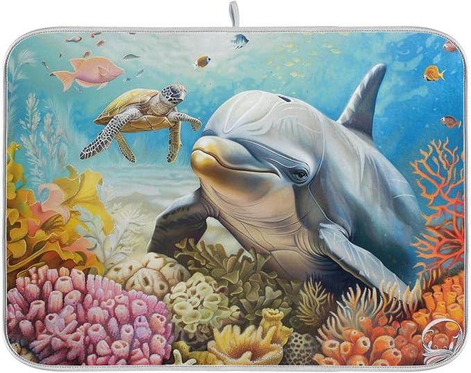Dolphins Ocean Wave Sun Beige