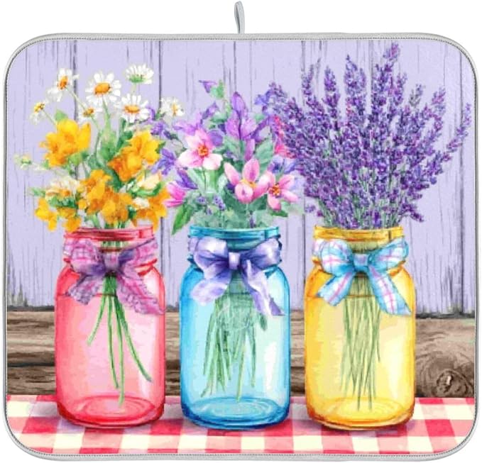 three colorful mason jars