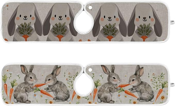 Cute Grey Bunny Carrot Daisy