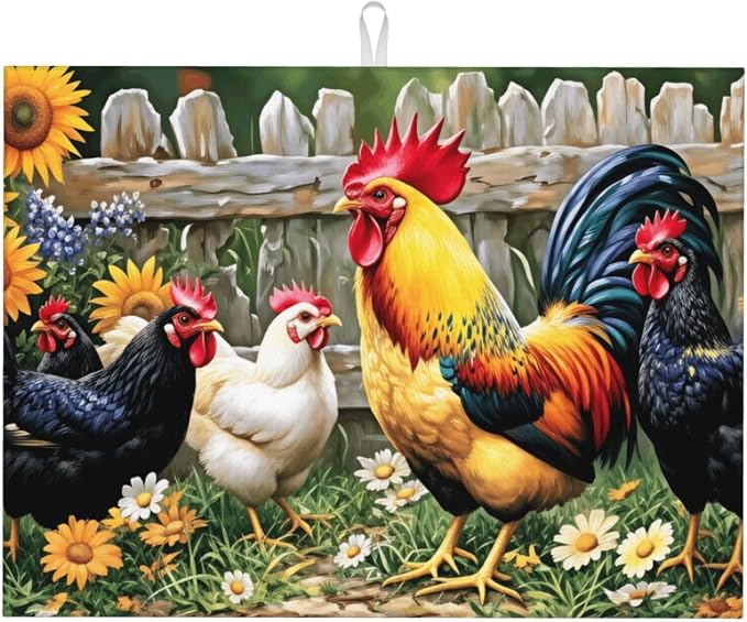 Colorful Chickens In Garden