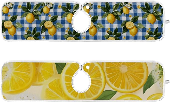 Blue Gingham Summer Lemons Yellow Dandelions