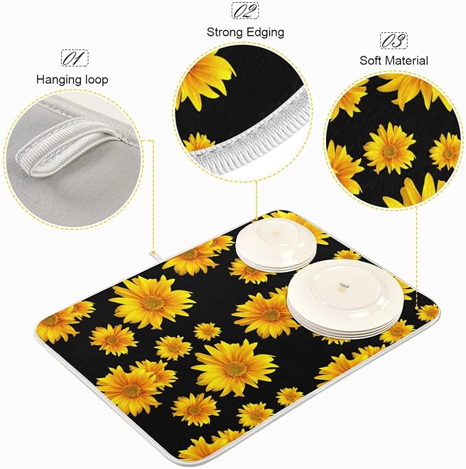 Yellow Sunflower Flowers Black