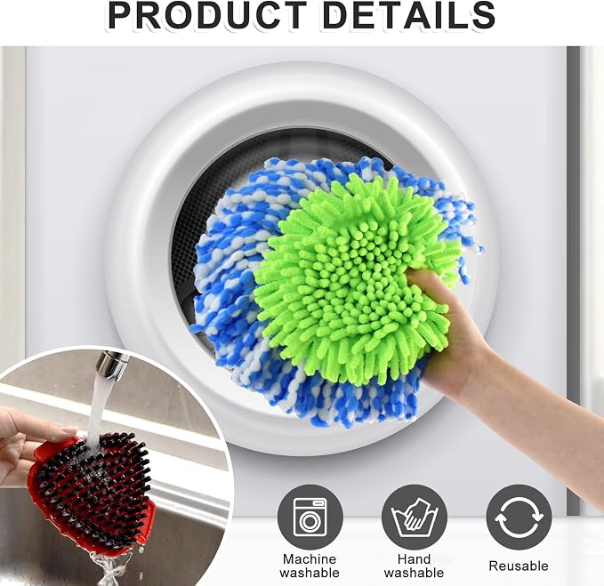 4 White&blue Mop Heads&1 Scrubber Mop Head&1 Mop Base