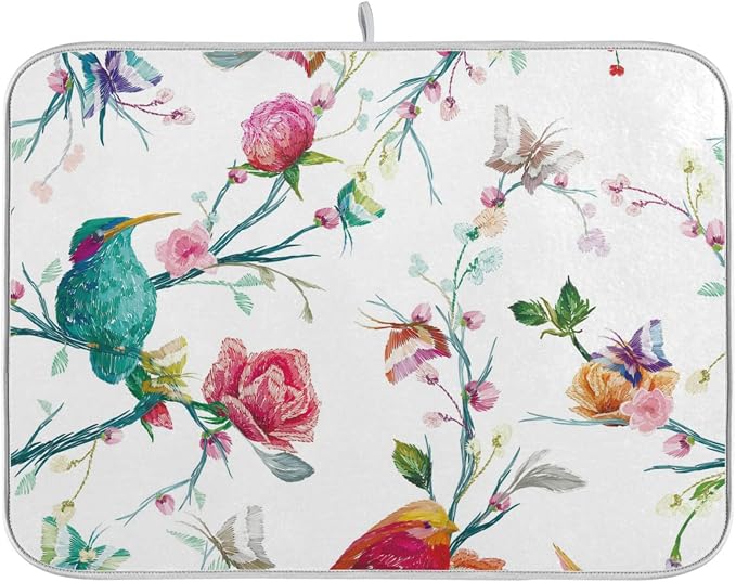 Watercolor flowers and birds
