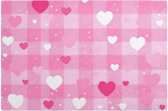 Plaid Checkered Pink White Hearts Dots