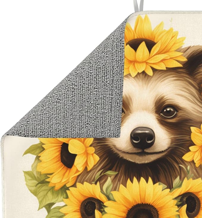 Cute Raccoon Yellow Sunflower Floral