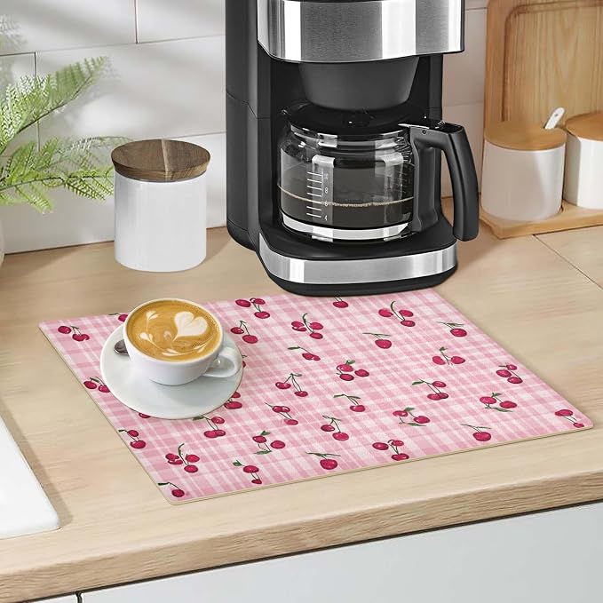Pink Cute Checkered Cherry