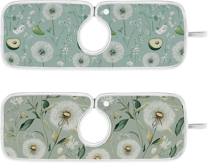 Sage Green Dandelion Mint Green Floral Avocado