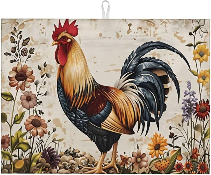 Colorful Rooster And Floral