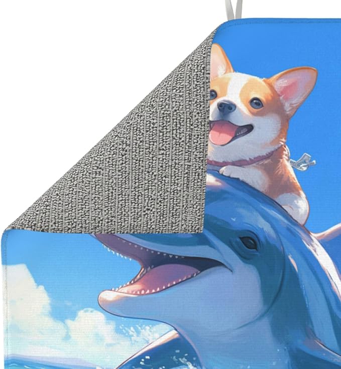 Cute Corgi Riding Dolphin