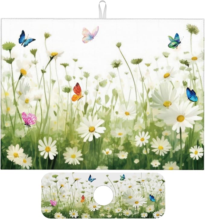 Vintage Watercolor Daisy Butterfly
