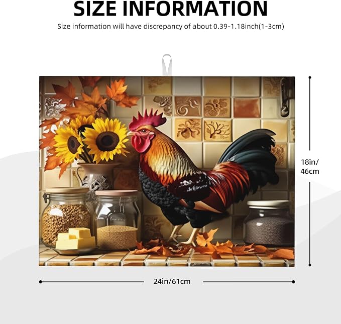 Rooster Sunflowers Autumn Leaves Kitchen